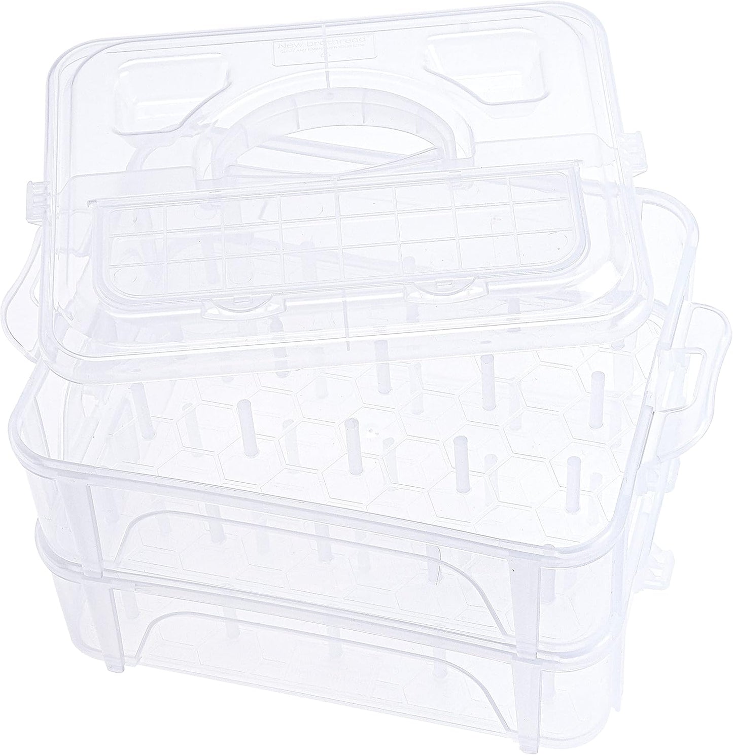 2 Layers Stackable Clear Storage Box/Organizer for Holding 40 Spools Home Embroidery & Sewing Thread (Spool Size Requirement: Height≤2.2"/5.6CM; Width≤1.69"/4.3CM)