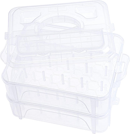 2 Layers Stackable Clear Storage Box/Organizer for Holding 40 Spools Home Embroidery & Sewing Thread (Spool Size Requirement: Height≤2.2"/5.6CM; Width≤1.69"/4.3CM)