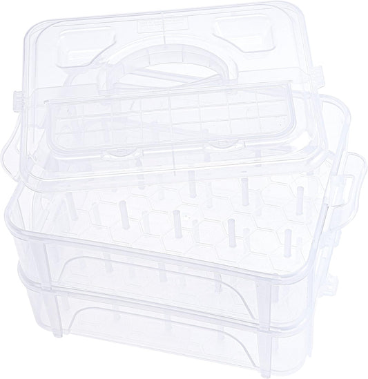 2 Layers Stackable Clear Storage Box/Organizer for Holding 40 Spools Home Embroidery & Sewing Thread (Spool Size Requirement: Height≤2.2"/5.6CM; Width≤1.69"/4.3CM)