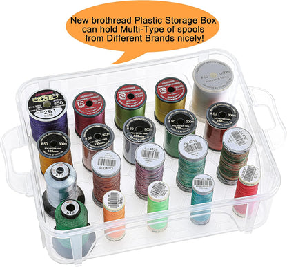 1 Layer Stackable Clear Storage Box/Organizer for Holding 20 Spools Home Embroidery & Sewing Thread (Spool Size Requirement: Height≤2.2"/5.6CM; Width≤1.69"/4.3CM)