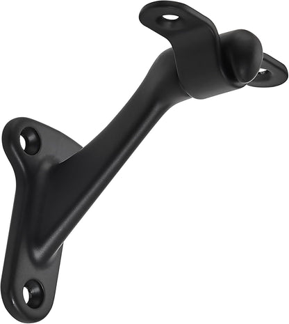 6 Pack 3 Inch Matte Black Hand Rail Bracket Heavy Duty Hardware for Stairways, Home or Office Stair Support Handrail Brackets