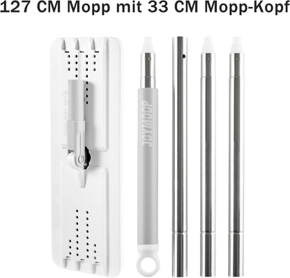 Flat Mops, Microfiber Mop for Floor Cleaning and Wall Cleaner, 50" Mop Handle with Flexible 13" Flat Head with a Microfiber Mop Pad - White