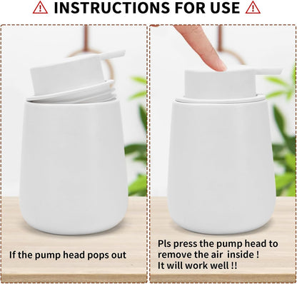 Soap Dispenser Ceramic with Easy-to-Press Pump Hand Lotion Liquid Dispenser for Shampoo Bathroom Kitchen 12 oz White
