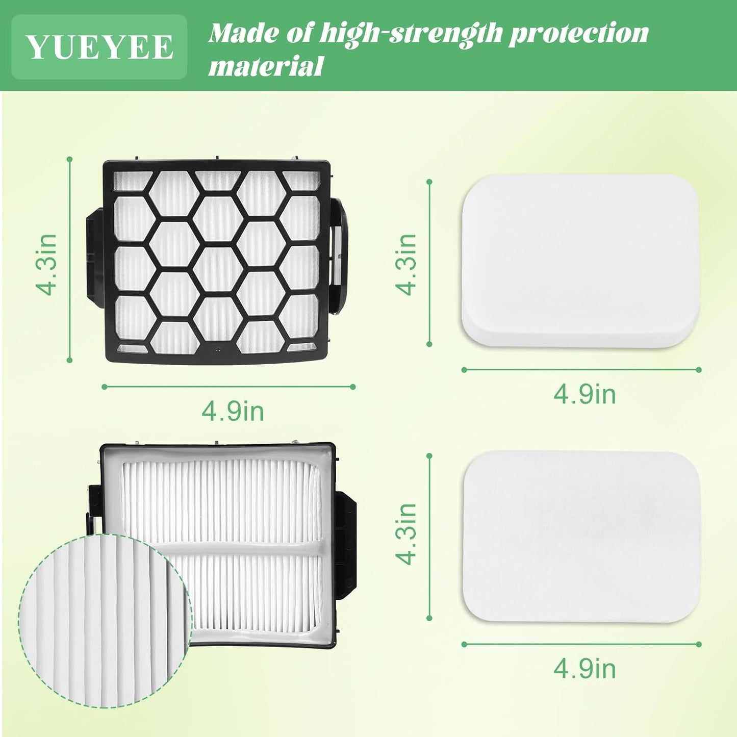 Filter Replacement for Shark UV850 UV900 UV950 LA492 Rotator Lift-Away ADV DuoClean PowerFins Upright Vacuum, Part XHF320 and XFFK602UKT, 4 Foam 2 HEPA