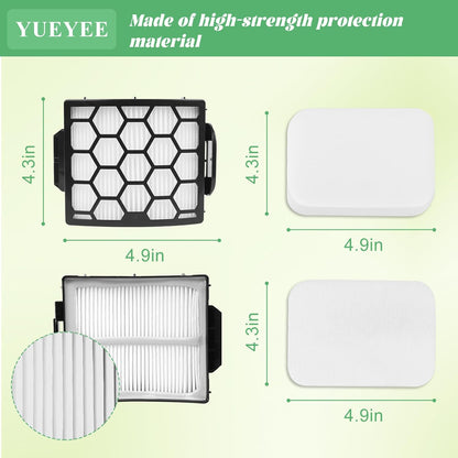 Filter Replacement for Shark UV850 UV900 UV950 LA492 Rotator Lift-Away ADV DuoClean PowerFins Upright Vacuum, Part XHF320 and XFFK602UKT, 4 Foam 2 HEPA