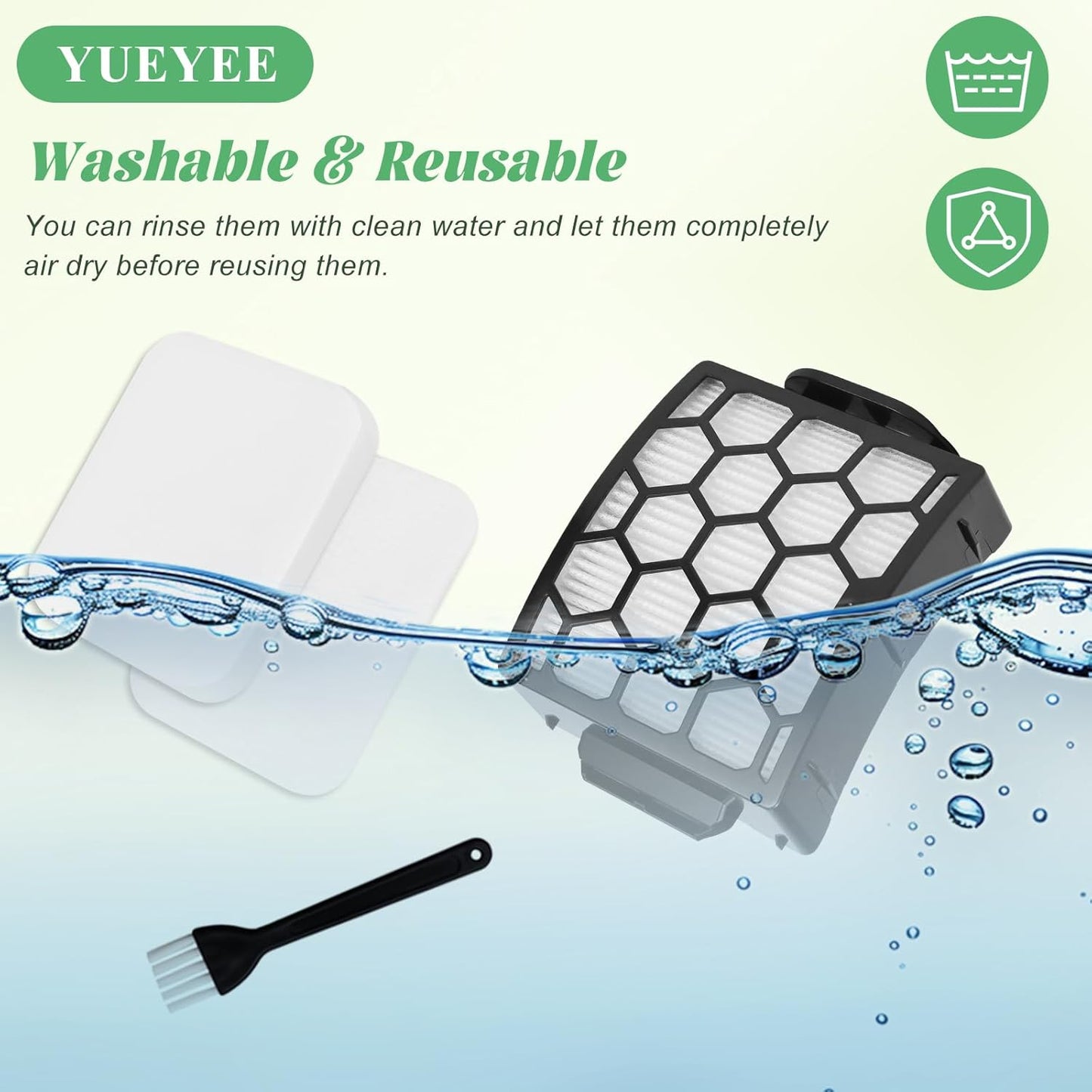 Filter Replacement for Shark UV850 UV900 UV950 LA492 Rotator Lift-Away ADV DuoClean PowerFins Upright Vacuum, Part XHF320 and XFFK602UKT, 4 Foam 2 HEPA