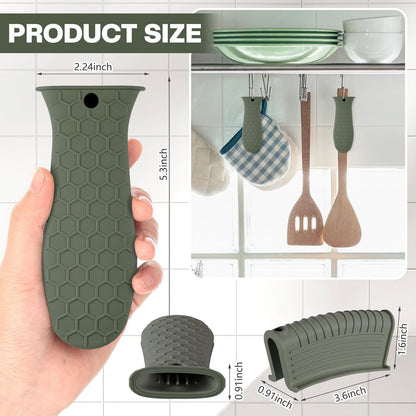 8 Pcs Silicone Pot Holders Cast Iron Handle Cover Heat Resistant Pot Handle Covers Potholder Non Slip Reusable Pan Sleeve for Frying Pan Kitchen Supplies(Dark Color)