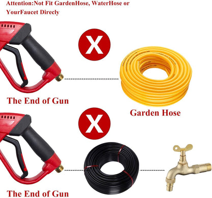 Pressure Washer Gun, Red High Power Washer Gun with Replacement Wand Extension, 5 Nozzle Tips, M22 Fittings, 40 Inch, 5000 PSI