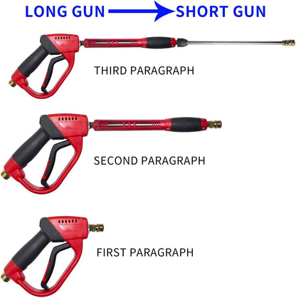 Pressure Washer Gun, Red High Power Washer Gun with Replacement Wand Extension, 5 Nozzle Tips, M22 Fittings, 40 Inch, 5000 PSI