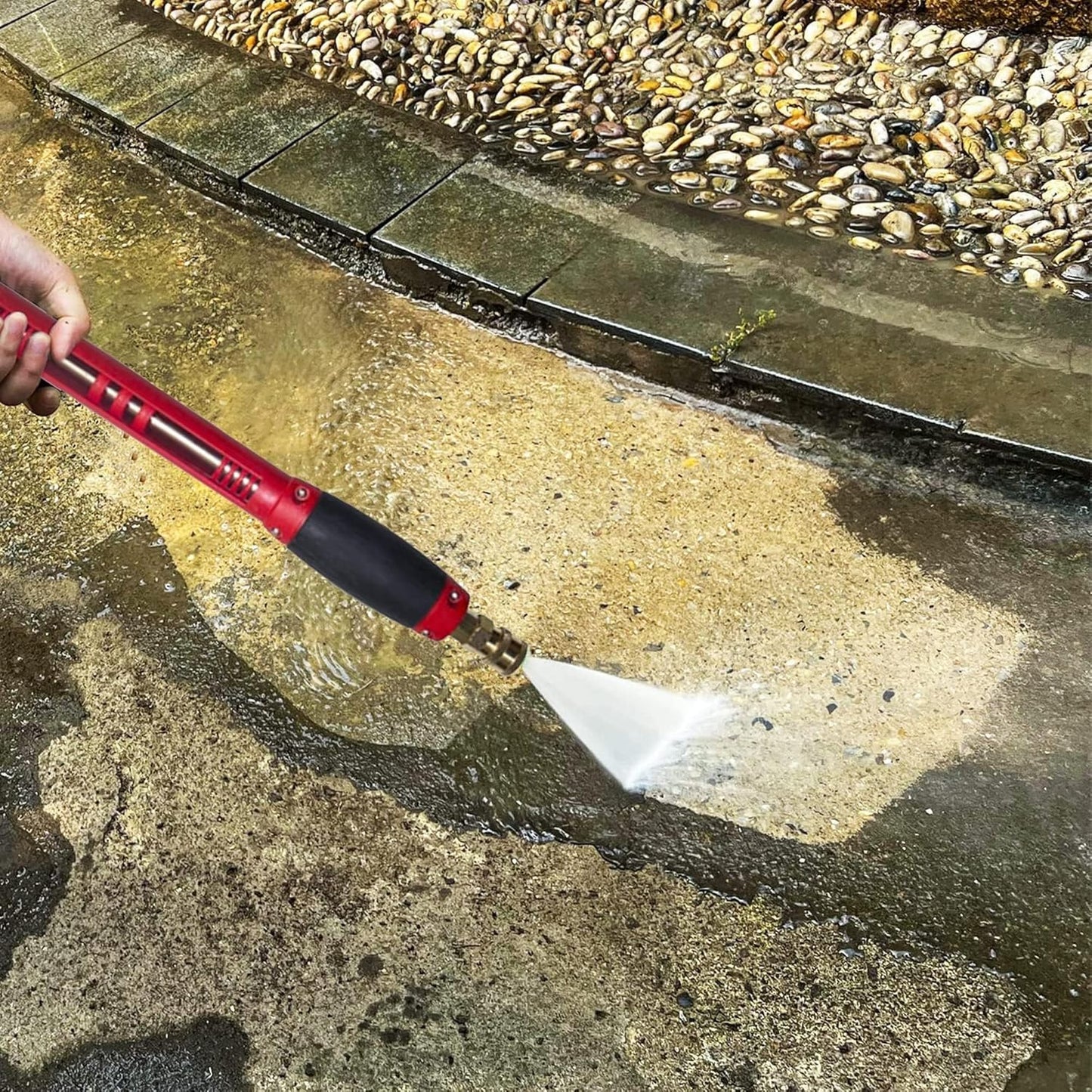 Pressure Washer Gun, Red High Power Washer Gun with Replacement Wand Extension, 5 Nozzle Tips, M22 Fittings, 40 Inch, 5000 PSI