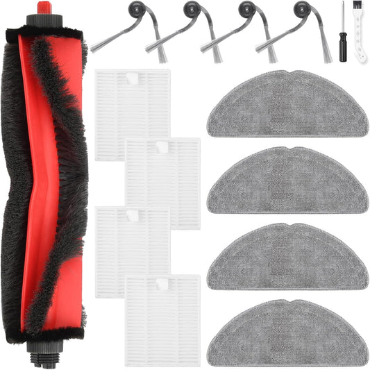 15 Pack Q7M5 Replacement Parts for Roborock Q7 M5 / Q7 M5+ / Q7 L5 / Q7 L5+ Robot Vacuum Accessories Kit – 1 Main Brush, 4 HEPA Filters, 4 Side Brushes, 4 Mop Pads, Cleaning Tool & Screwdriver