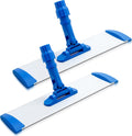 2 Pcs Aluminium Flat Mop Head 16'' Long Flat Mop Plate Frame Head Replacement with 360° Swivel Hook and Loop Fastening for Cleaning Hard Floors, Tiles, Wooden Floors, Marble