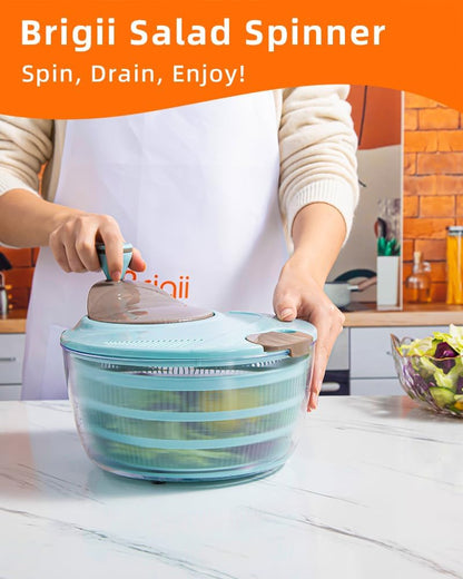 Salad Spinner, 4.24 Quart Lettuce Spinner with Double Drainage Holes, Salad Dryer for Washing, Spinning, and Draining Greens, Fruits, and Vegetables