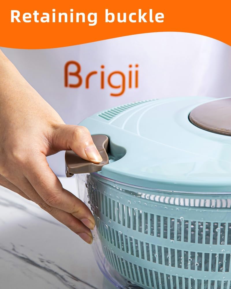 Salad Spinner, 4.24 Quart Lettuce Spinner with Double Drainage Holes, Salad Dryer for Washing, Spinning, and Draining Greens, Fruits, and Vegetables