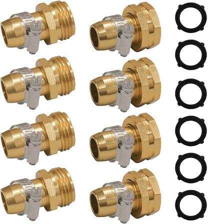 Garden Hose Repair Connector with Clamps + Adjustable Twist Hose Nozzle