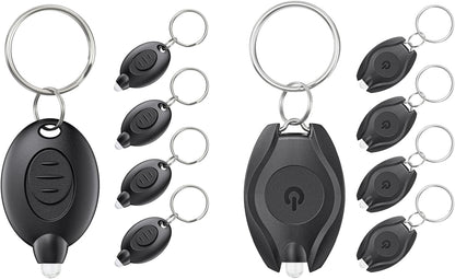10 Pack LED Keychain Flashlight Mini LED Keychain Light Portable Ultra Bright Battery Powered Key Ring Torch for Outdoor Camping Hiking and Emergency Lighting, Black Shell