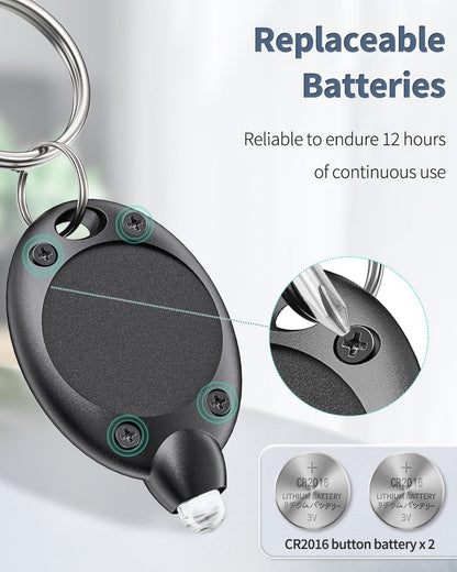 10 Pack LED Keychain Flashlight Mini LED Keychain Light Portable Ultra Bright Battery Powered Key Ring Torch for Outdoor Camping Hiking and Emergency Lighting, Black Shell