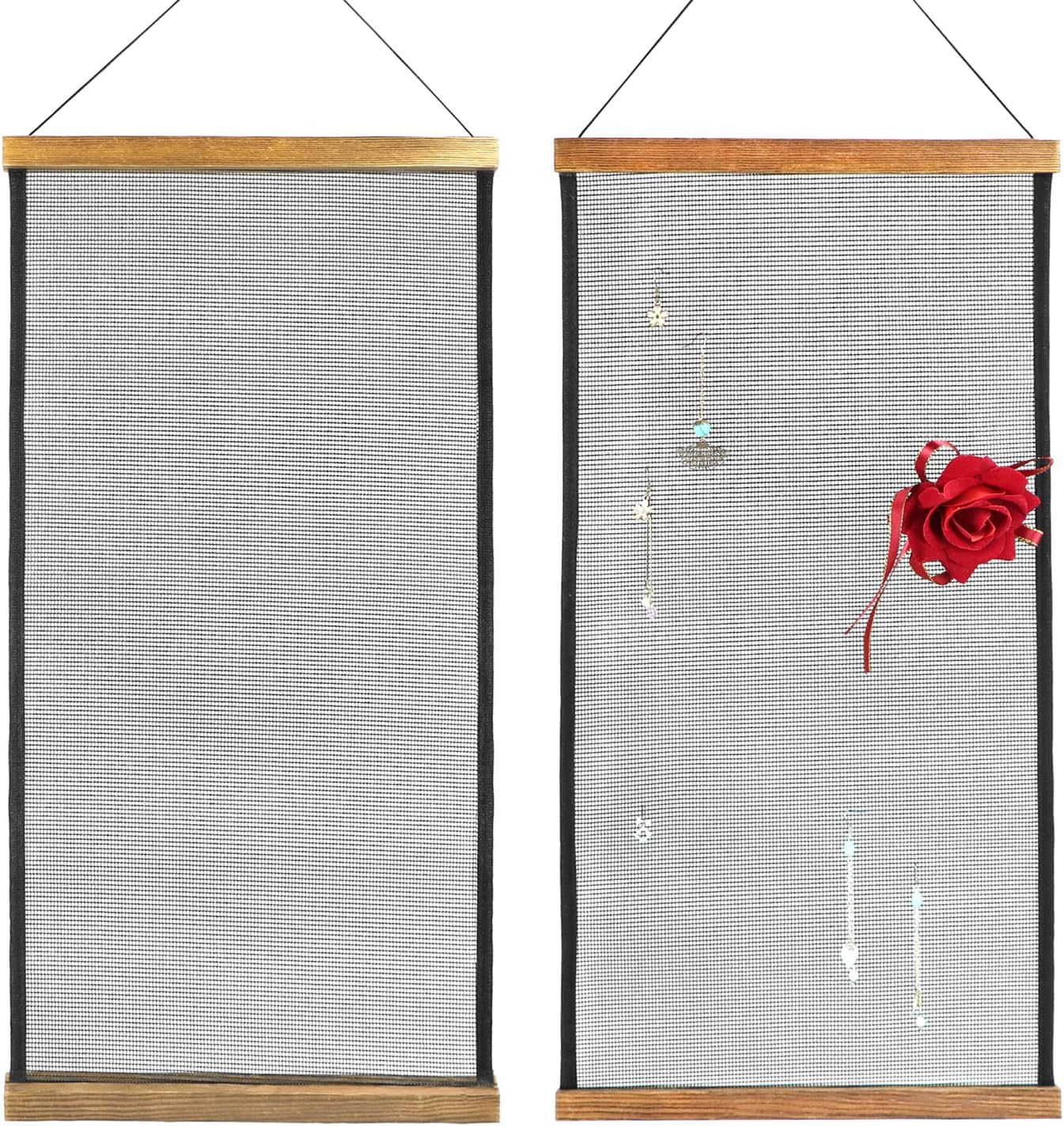 Earring Organizer Hanging Mesh, 2 Pack Wall Jewelry Organizer Necklaces Holder Rack for Earrings, Bracelets, Rings, Girls Hair Clips Hanger