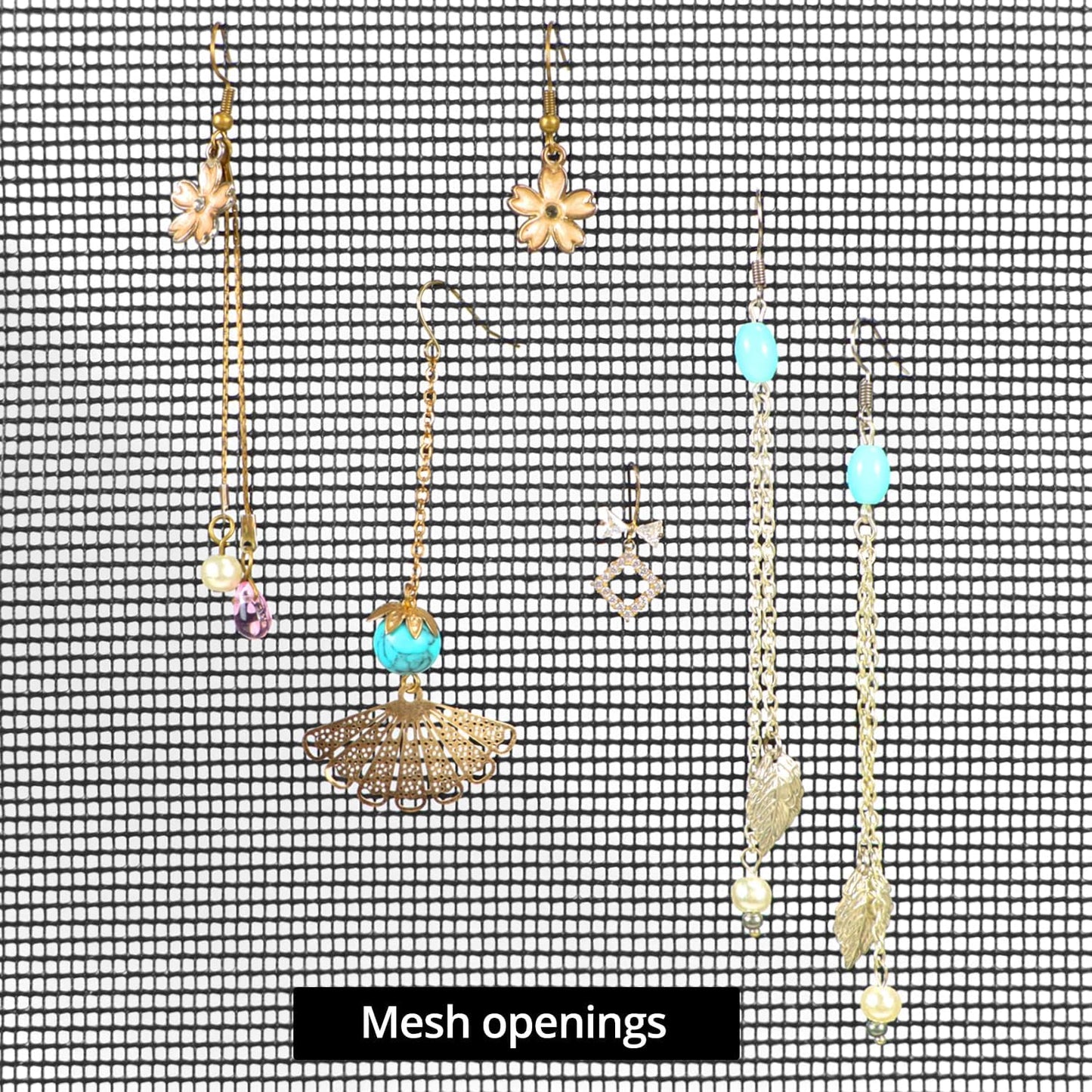 Earring Organizer Hanging Mesh, 2 Pack Wall Jewelry Organizer Necklaces Holder Rack for Earrings, Bracelets, Rings, Girls Hair Clips Hanger