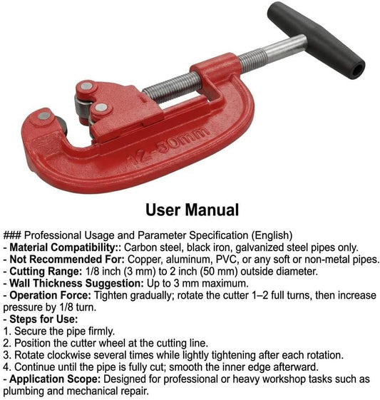 Heavy Duty Pipe Cutter, 1/8-inch to 2-inch Steel Pipe Cutter
