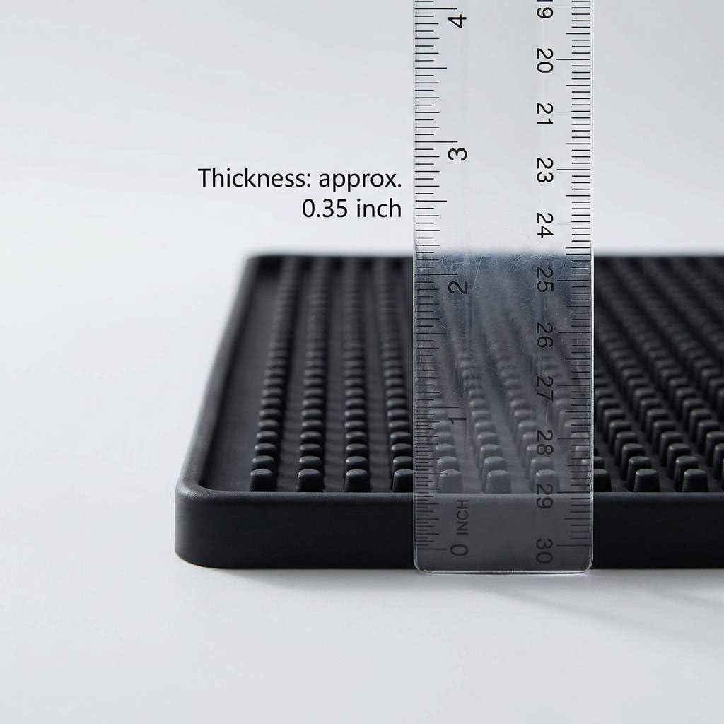 12"x6" Black Rubber Bar Mat – 6 Pack Non-Slip Drainage Pad for Coffee Stations, Home Bars & Kitchens