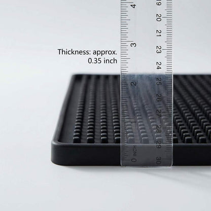 12"x6" Black Rubber Bar Mat – 6 Pack Non-Slip Drainage Pad for Coffee Stations, Home Bars & Kitchens