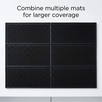 12"x6" Black Rubber Bar Mat – 6 Pack Non-Slip Drainage Pad for Coffee Stations, Home Bars & Kitchens