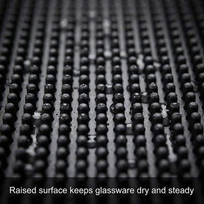 12"x6" Black Rubber Bar Mat – 6 Pack Non-Slip Drainage Pad for Coffee Stations, Home Bars & Kitchens