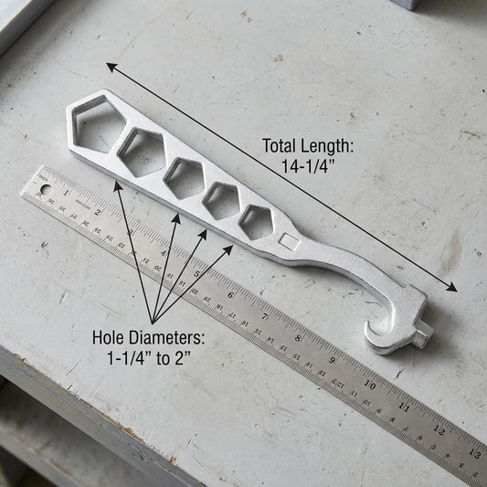5-Hole Fire Hydrant Wrench 14-1/4", Galvanized Iron Construction – Fits Standard Pentagon Nuts for Outdoor Firefighting, Utility Work & Maintenance