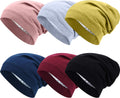 6 Pieces Satin Lined Sleep Cap Slouchy Skull Beanie Hat Night Hair Cap Headwear Head Wrap for Curly Hair Women Girl