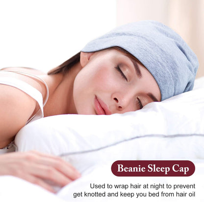 6 Pieces Satin Lined Sleep Cap Slouchy Skull Beanie Hat Night Hair Cap Headwear Head Wrap for Curly Hair Women Girl