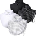 4 Pcs Fake Collar for Women Black and White Polka Detachable Dots Dickey Collar Half Shirt for Halloween Costume