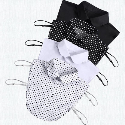 4 Pcs Fake Collar for Women Black and White Polka Detachable Dots Dickey Collar Half Shirt for Halloween Costume