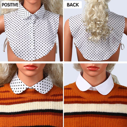 4 Pcs Fake Collar for Women Black and White Polka Detachable Dots Dickey Collar Half Shirt for Halloween Costume