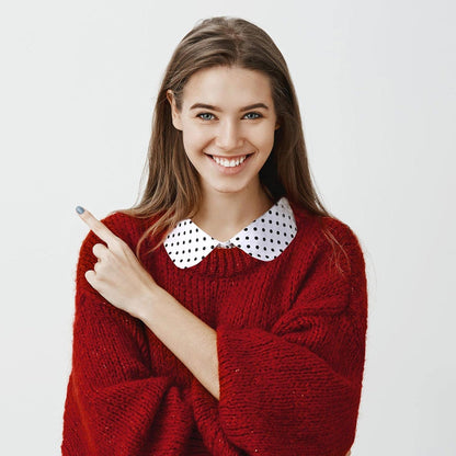 4 Pcs Fake Collar for Women Black and White Polka Detachable Dots Dickey Collar Half Shirt for Halloween Costume