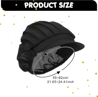 16 Pcs Chef Hats for Women Hair Nets Kitchen Cooking Chef Cap Adjustable Elastic Work Cap for Women Adult, Black