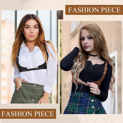 2 Pcs Women Leather Waist Belt Leather Harness for Women Fashion Body Chain Adjustable Waist Belt for Party Cosplay
