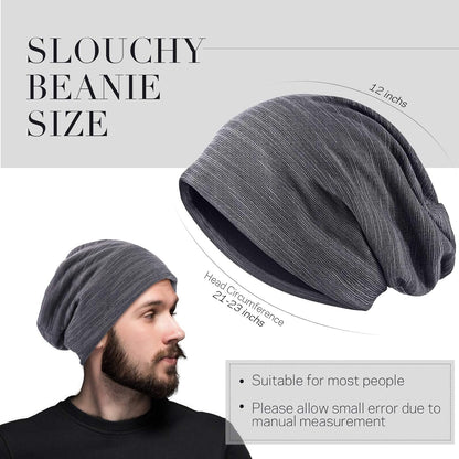 4 Pieces Slouchy Beanie Hat Sleeping Cap Baggy Skull Knit Sleeping Hat Headwear Head Wrap Cap for Men Women