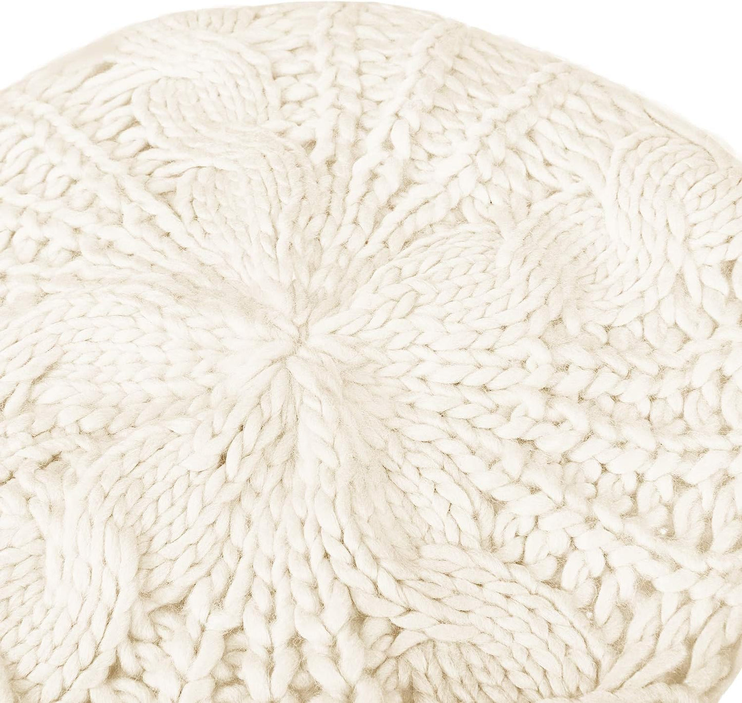 2 Pcs Women Crochet Beret Solid Color Knit Beanie Hats Lightweight Ladies Slouchy French Beret Hats (Black, Beige)
