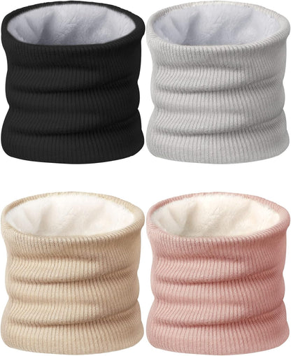 4 Pack Winter Neck Warmer Gaiter for Women Fleece Lined Thick Double Layer Knitted Warmer Neck for Cold Weather Men Sports Work