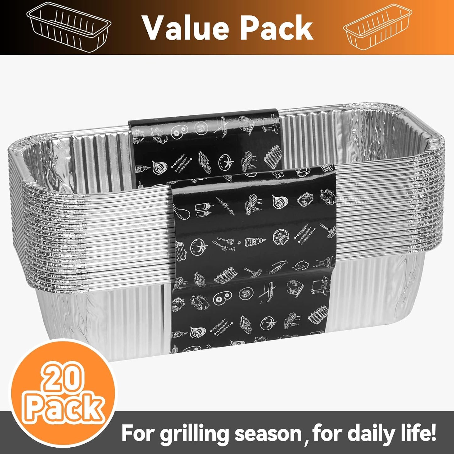 20-Pack Grill Drip Pans for Weber SmokeFire, Summit, Genesis Series, 11 x 5 Inch Disposable Aluminum Foil Grease Tray Liners
