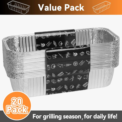20-Pack Grill Drip Pans for Weber SmokeFire, Summit, Genesis Series, 11 x 5 Inch Disposable Aluminum Foil Grease Tray Liners