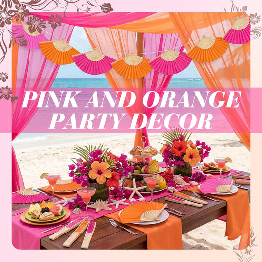 36 Pcs Pink and Orange Party Hand Fan with Gift Bags Decorative Bamboo Folding Fans Bulk Thanks for Coming for Wedding Party Favors Bridal Shower Decorations (Pure, Rose Red, Pink, Orange)