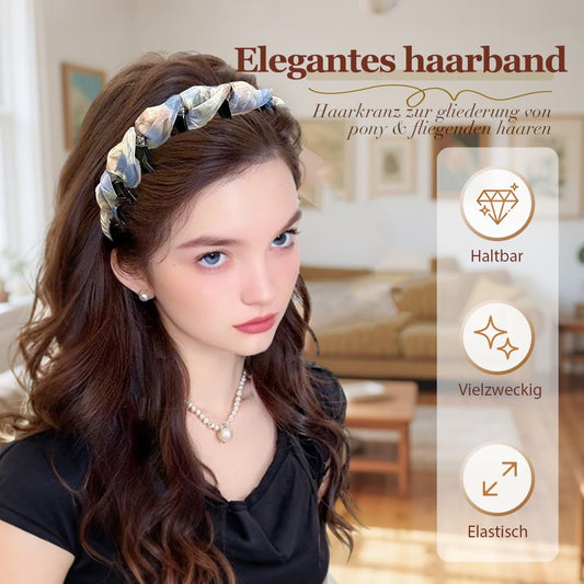 2025 New Vintage High Cranium Artificial Pearl Hairband, Upgrade Anti-slip Decorative Hair Bands Bridal Hair Hoop Rhinestones, Pretty Black Beaded Everyday Headband (MulticolorX3, One Size)