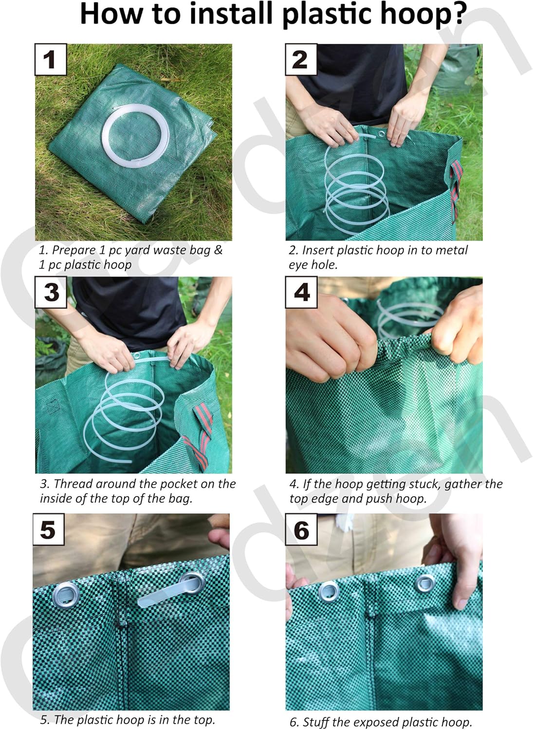 3-Pack 40 Gallon Yard Waste Bags - Reuseable Heavy Duty Gardening Bags, Lawn Pool Garden Leaf Waste Bag