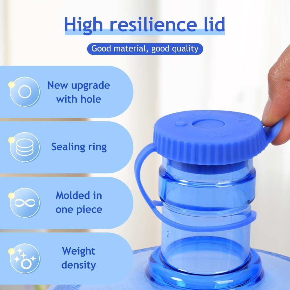 5 Gallon Water Jug Cap, 2024 New Leak Proof 5 Gal Water Jug Cap 3 and 5 Gallon Water Jugs Replacement Cover, Upgrade No Spill Food Grade Silicone Replacement Gallon Caps Multipack (8)