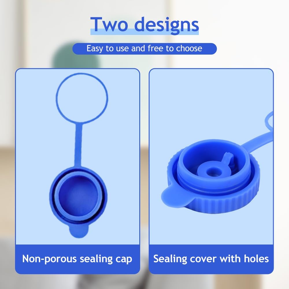 5 Gallon Water Jug Cap, 2024 New Leak Proof 5 Gal Water Jug Cap 3 and 5 Gallon Water Jugs Replacement Cover, Upgrade No Spill Food Grade Silicone Replacement Gallon Caps Multipack (8)