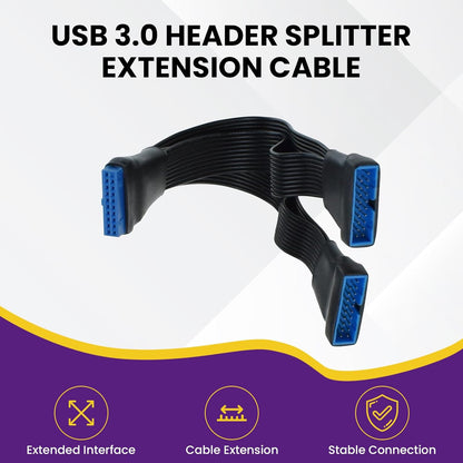 2Pcs USB 3.0 Header Splitter Extension Cable, 19/20 Pin 1 to 2 Y Internal Hub Splitter, Internal Adapter DIY-Cable for Motherboard (5.9 inch)