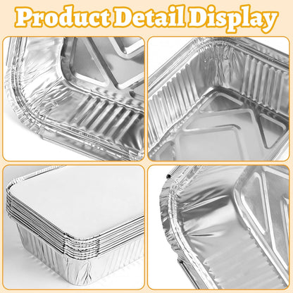 30 Pack Disposable Aluminum Foil Pans with Lids, 10x7.5 And 7.3x5.3 Square 6.9x4.3 Square Combo Set, Disposable Aluminum Pans With Lids for Birthday Party, Wedding, Holiday Celebration