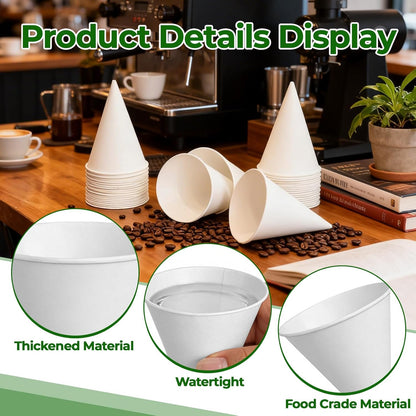 400 Count 4.5 oz Paper Snow Cone Cups, Paper Ice Cream Cups, Disposable Cone Cups for Shaved Ice, Candies, Popcorn, Cherry, Desserts